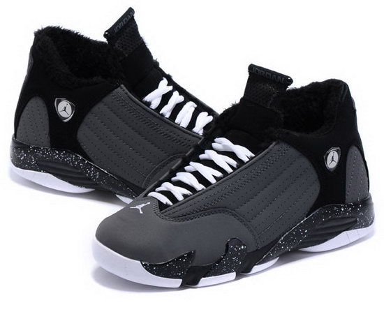 Womens Air Jordan Retro 14 Velvet Grey Black Discount